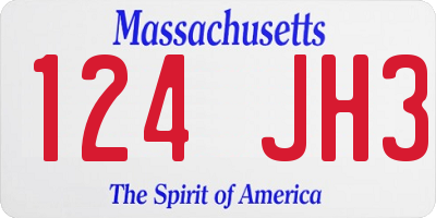 MA license plate 124JH3