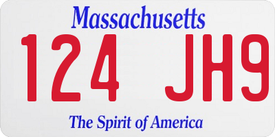 MA license plate 124JH9