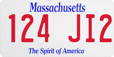 MA license plate 124JI2