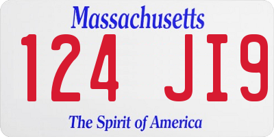 MA license plate 124JI9