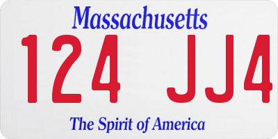MA license plate 124JJ4