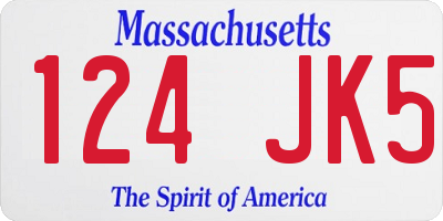 MA license plate 124JK5