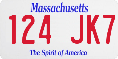MA license plate 124JK7