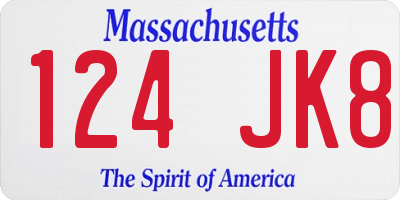 MA license plate 124JK8