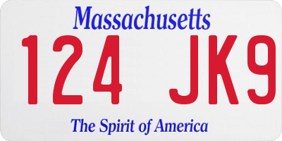 MA license plate 124JK9