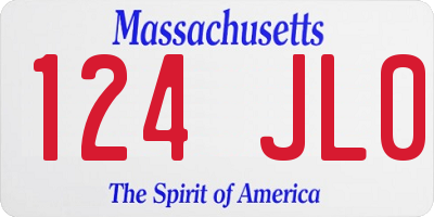 MA license plate 124JL0