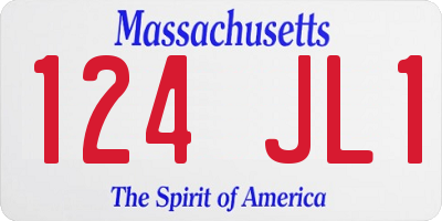 MA license plate 124JL1