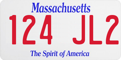 MA license plate 124JL2