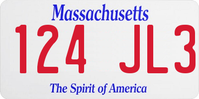 MA license plate 124JL3