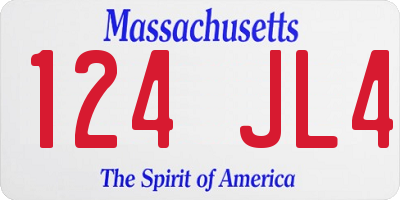 MA license plate 124JL4