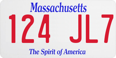 MA license plate 124JL7