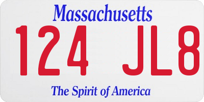 MA license plate 124JL8