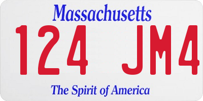 MA license plate 124JM4