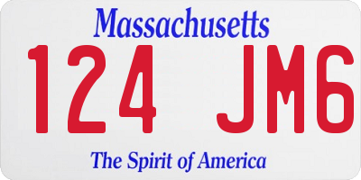 MA license plate 124JM6