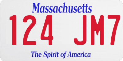 MA license plate 124JM7