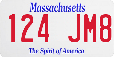 MA license plate 124JM8