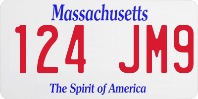 MA license plate 124JM9