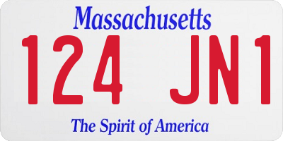 MA license plate 124JN1