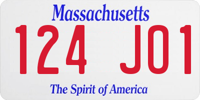 MA license plate 124JO1
