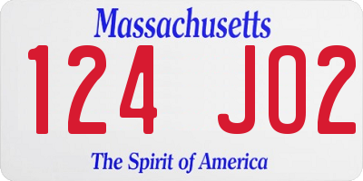 MA license plate 124JO2