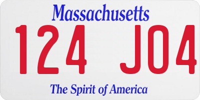 MA license plate 124JO4