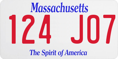 MA license plate 124JO7