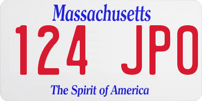 MA license plate 124JP0