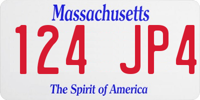 MA license plate 124JP4
