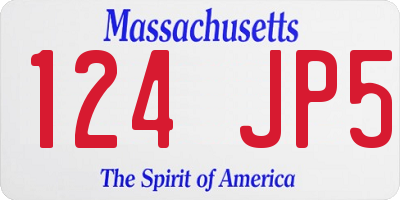 MA license plate 124JP5