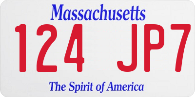 MA license plate 124JP7