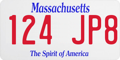 MA license plate 124JP8