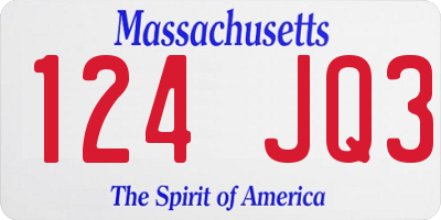 MA license plate 124JQ3