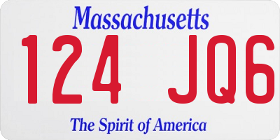 MA license plate 124JQ6