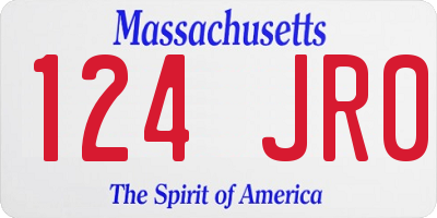 MA license plate 124JR0