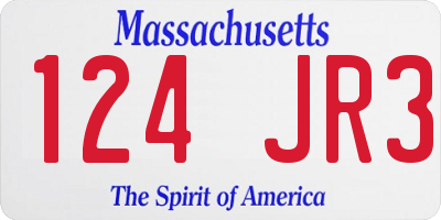 MA license plate 124JR3