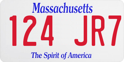 MA license plate 124JR7