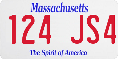 MA license plate 124JS4