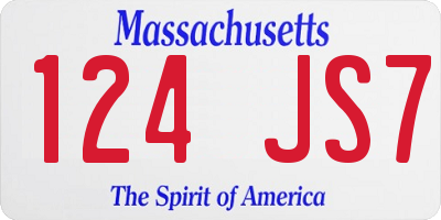 MA license plate 124JS7