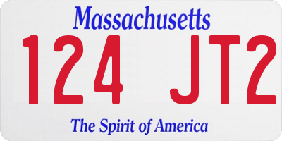 MA license plate 124JT2