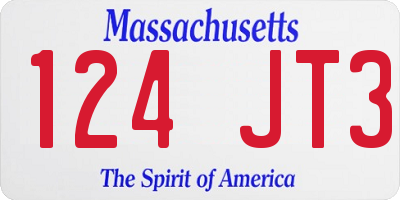 MA license plate 124JT3