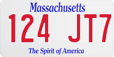 MA license plate 124JT7