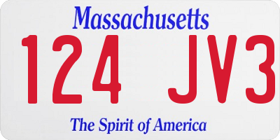 MA license plate 124JV3