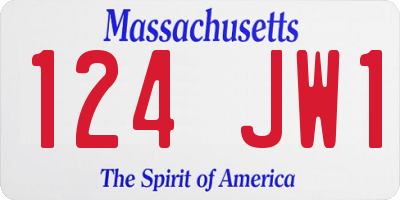 MA license plate 124JW1