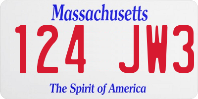 MA license plate 124JW3