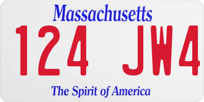 MA license plate 124JW4