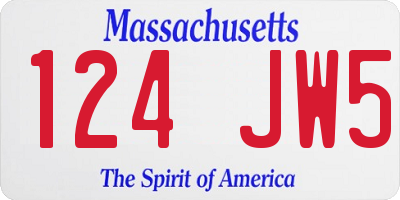 MA license plate 124JW5