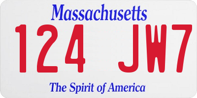 MA license plate 124JW7