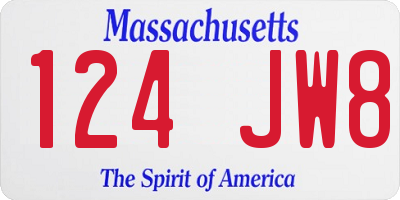 MA license plate 124JW8