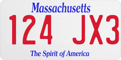 MA license plate 124JX3