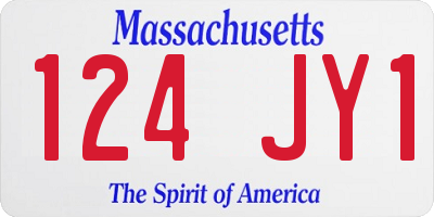 MA license plate 124JY1